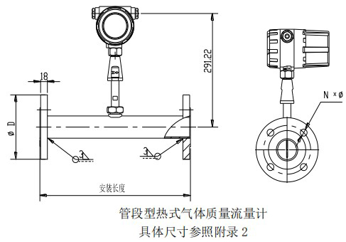 煙氣熱式流量計管道式結(jié)構(gòu)圖